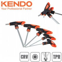 SKI - สกี จำหน่ายสินค้าหลากหลาย และคุณภาพดี | KENDO 20779 ประแจหกเหลี่ยม ด้ามตัว T 5 ตัวชุด ขนาด 3*100,4*100,5*150,6*150,8*200mm